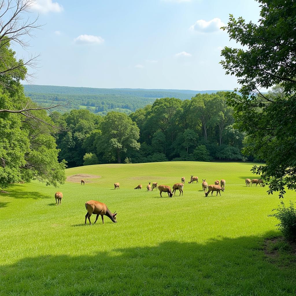 Deer Grazing in a Well-Maintained Food Plot