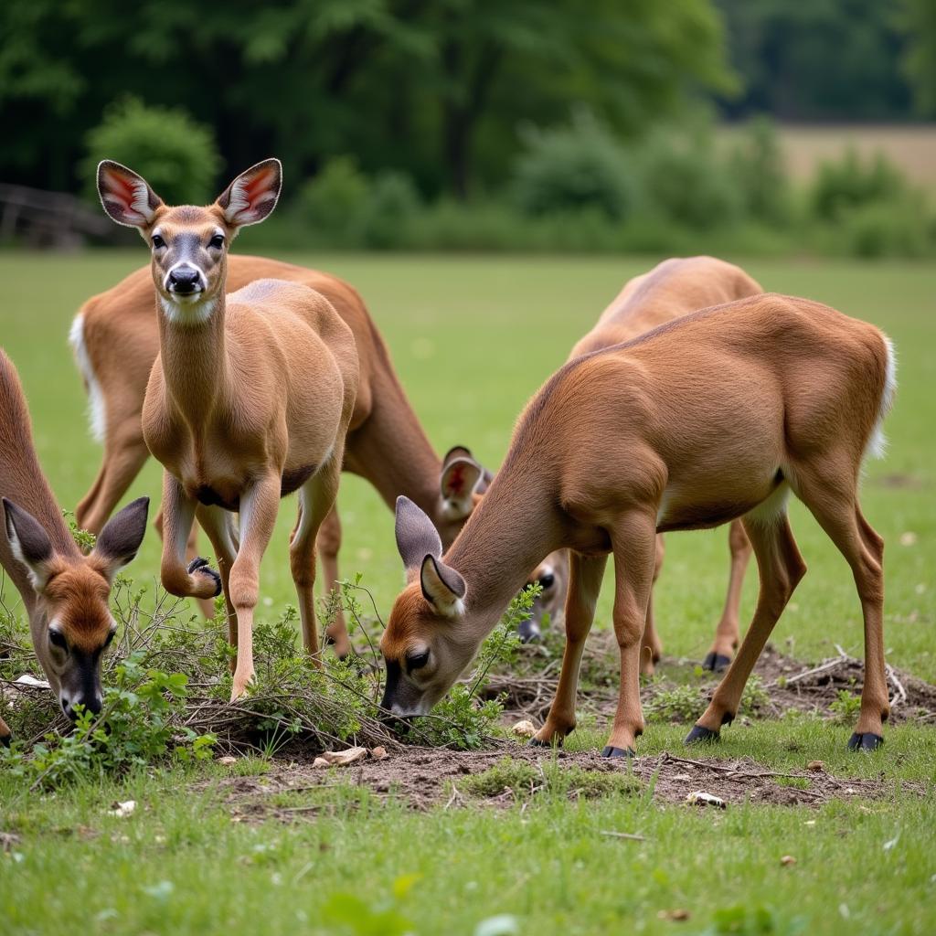 Deer Grazing in Food Plot