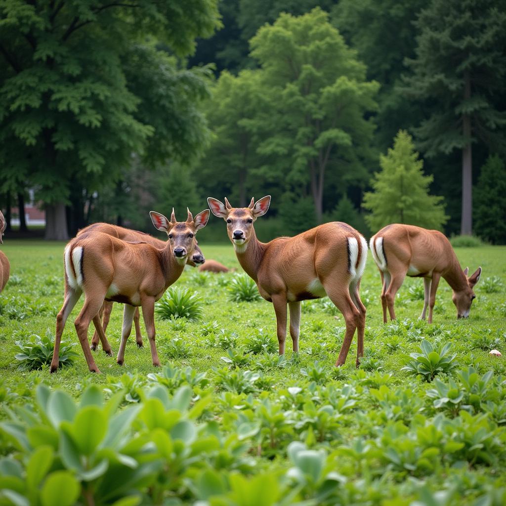 Deer Grazing in Food Plot