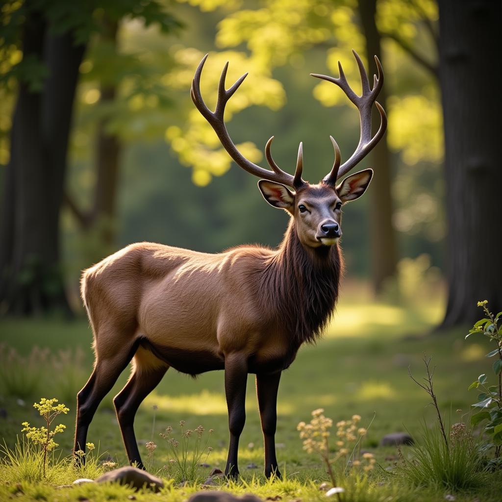 Deer sniffing the air in the forest