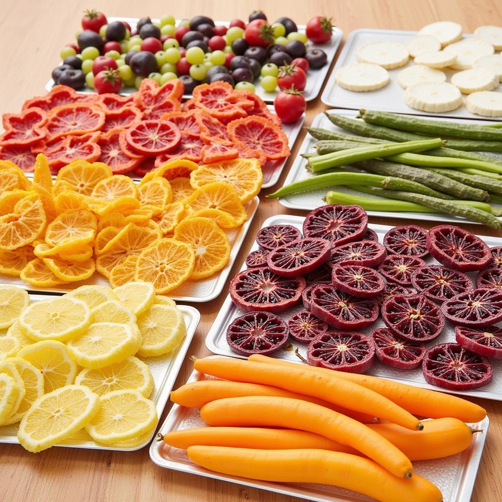 Dehydrated Fruits and Vegetables on Trays