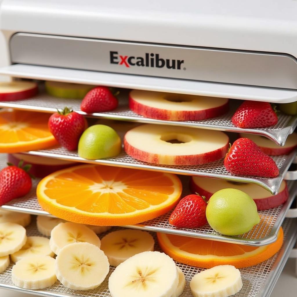 Excalibur Dehydrator Trays with Assorted Fruit Slices