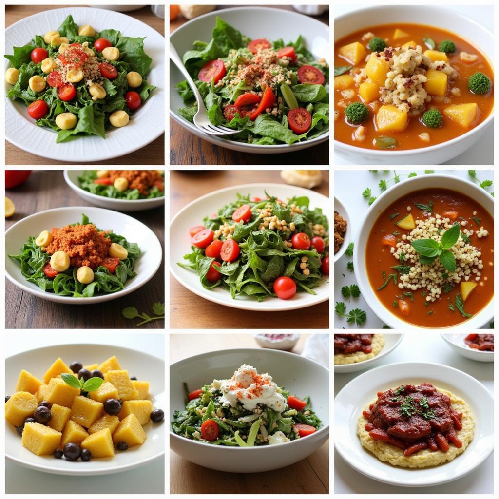 Variety of Delicious Vegetal Food Dishes