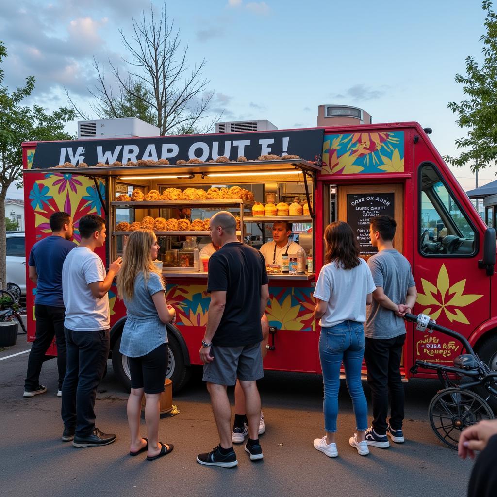 Food trailer serving delicious wraps