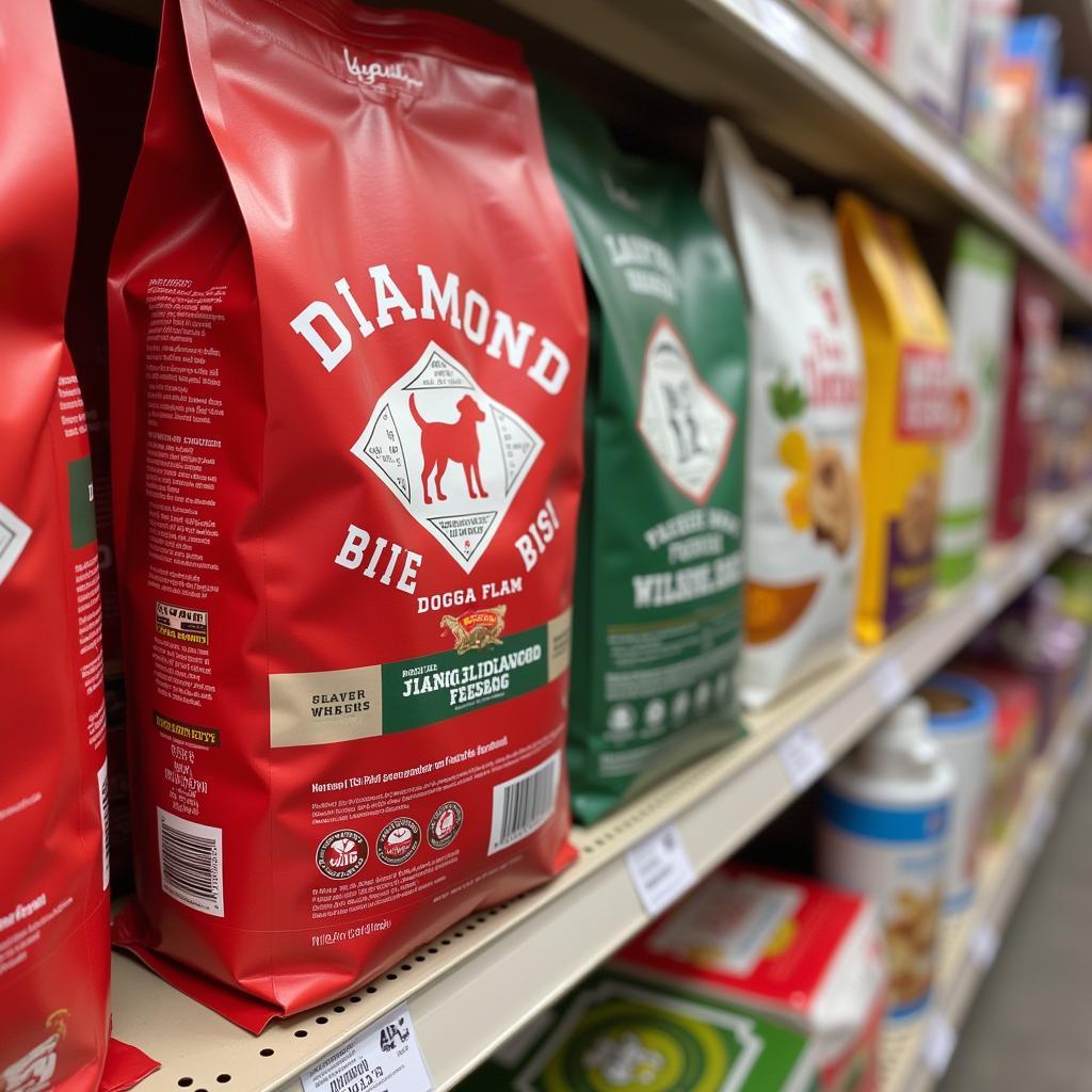 Diamond Red Bag dog food bag on display