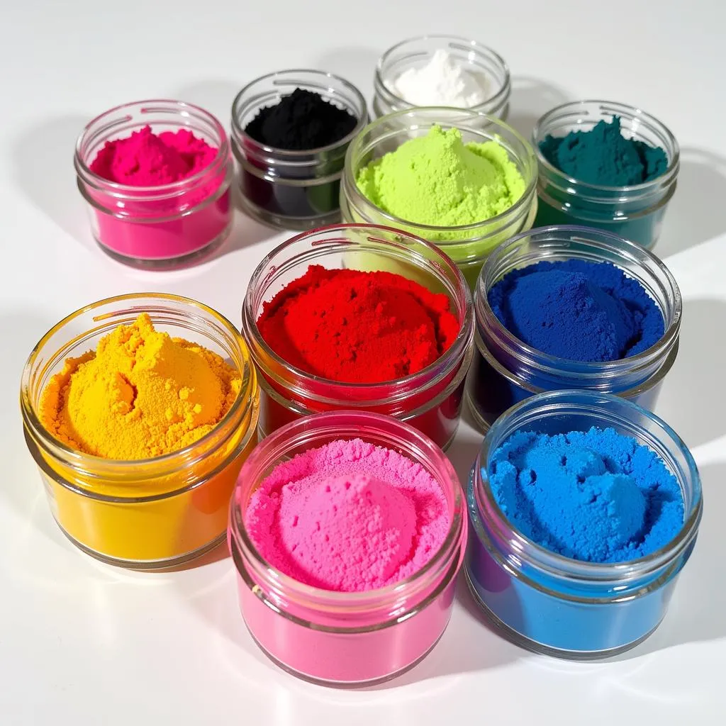 Different brands and colors of powder food coloring