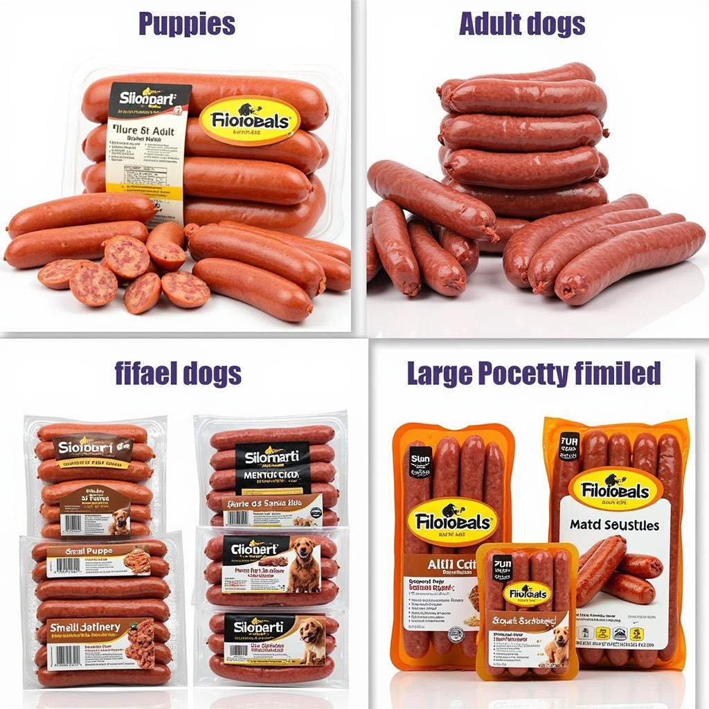 Variety of Dog Food Sausages