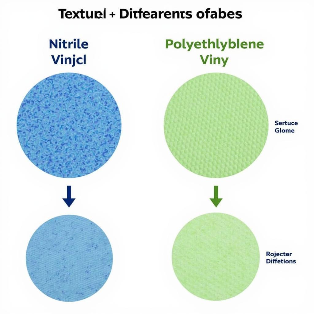 Close-up comparison of nitrile, vinyl, and polyethylene glove materials