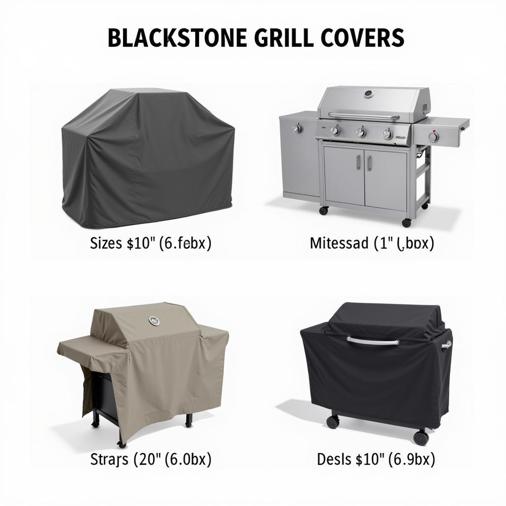 Various Blackstone grill covers on display