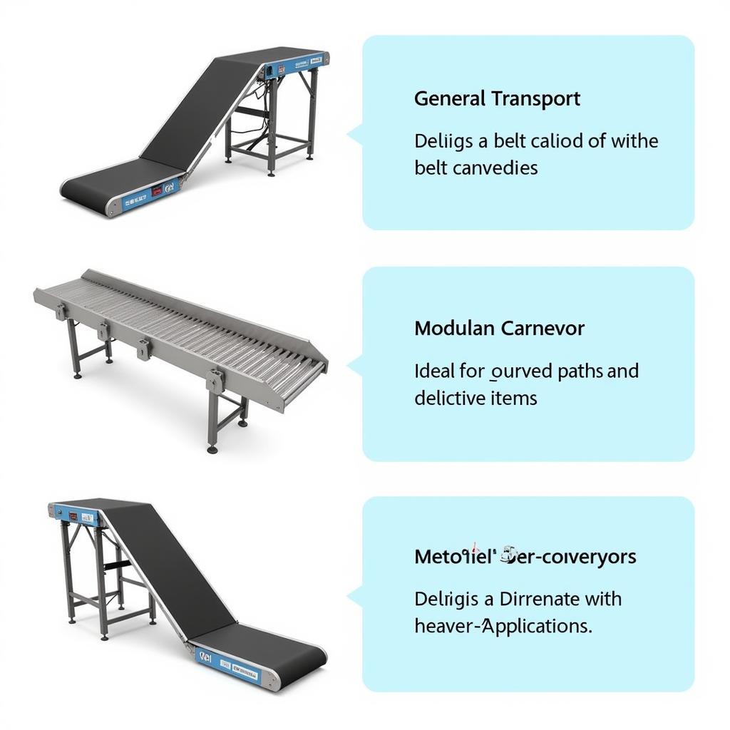 Various belt conveyor designs used in food processing - flat belt, modular belt, and cleated belt conveyors