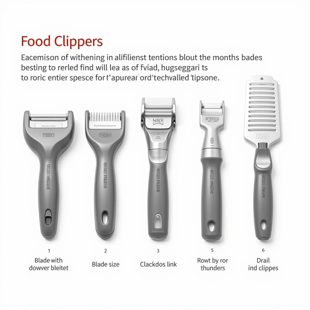 Various food clippers on display.