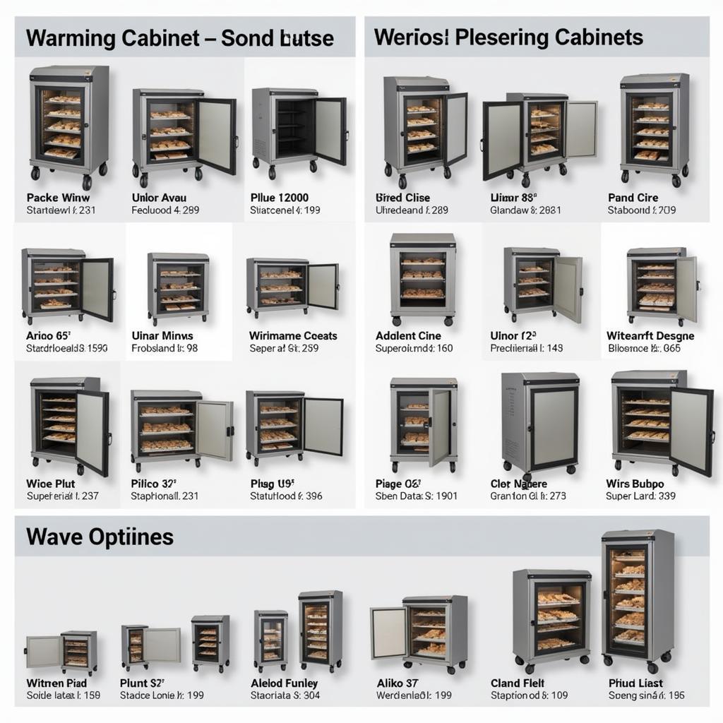 Various Warming Cabinet Models