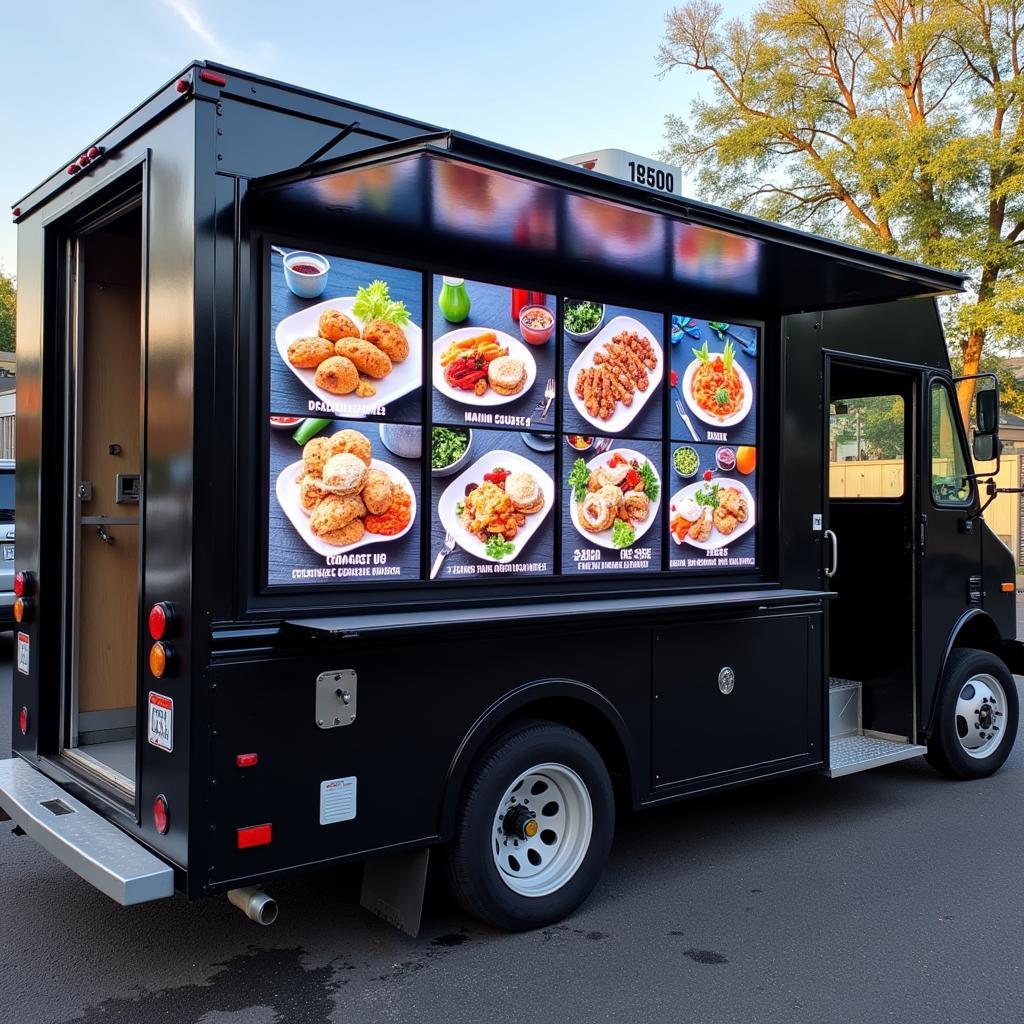 Vibrant digital menu board displaying food options