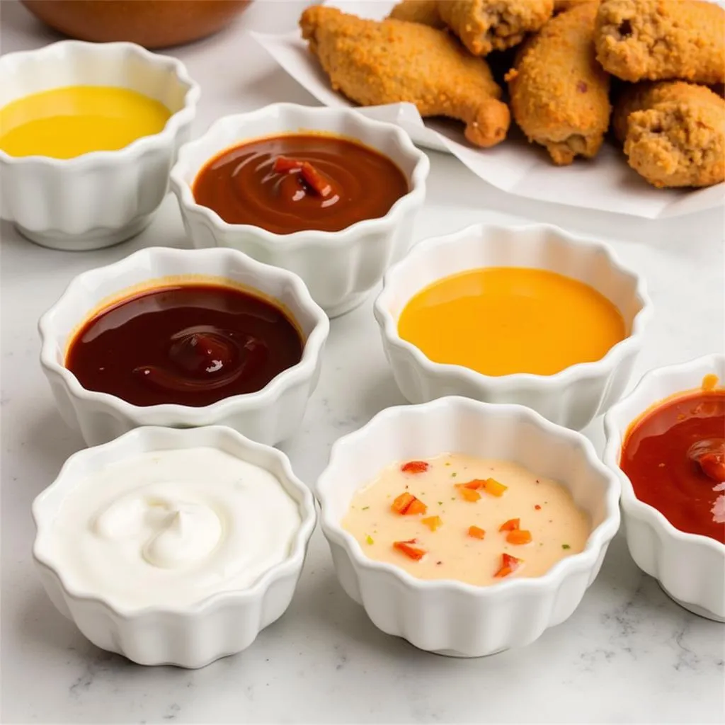 Assortment of Dipping Sauces for Barber Foods Chicken