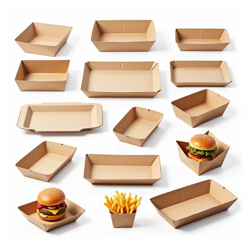 Variety of Disposable Paper Food Trays