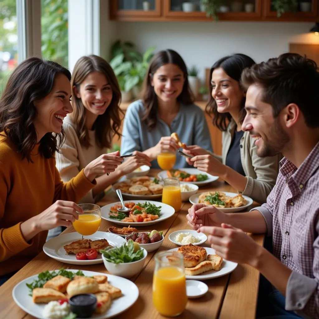 Diverse Group of Friends Enjoying a Meal