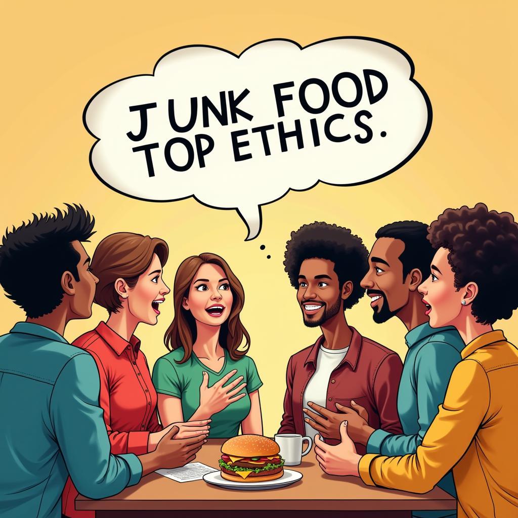 Diverse Group Discussing Junk Food Ethics