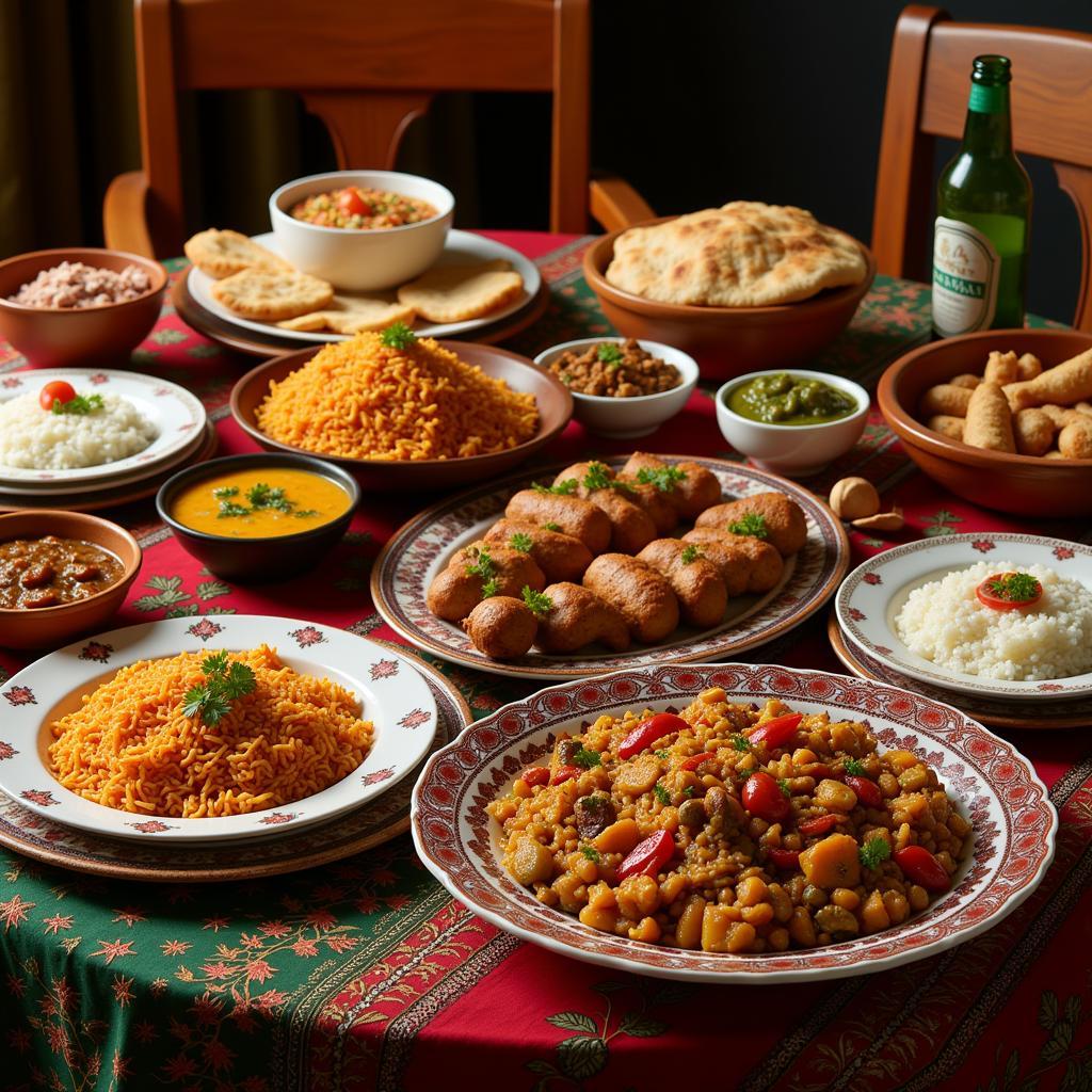 Diverse Pakistani Halal Dishes on a Table