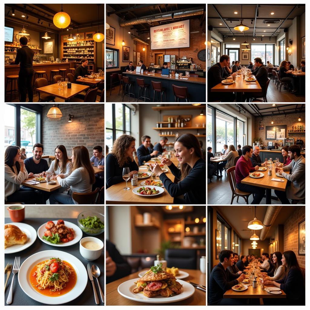 A vibrant collage showcasing a variety of restaurants near Deerbrook Mall