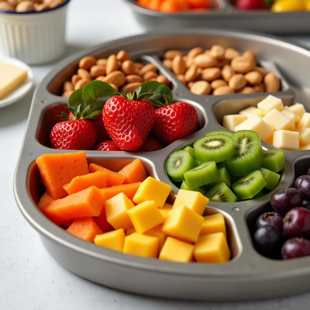 Divided Food Tray with Healthy Snacks