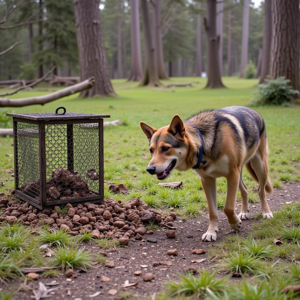 Dog Approaching Coyote Bait