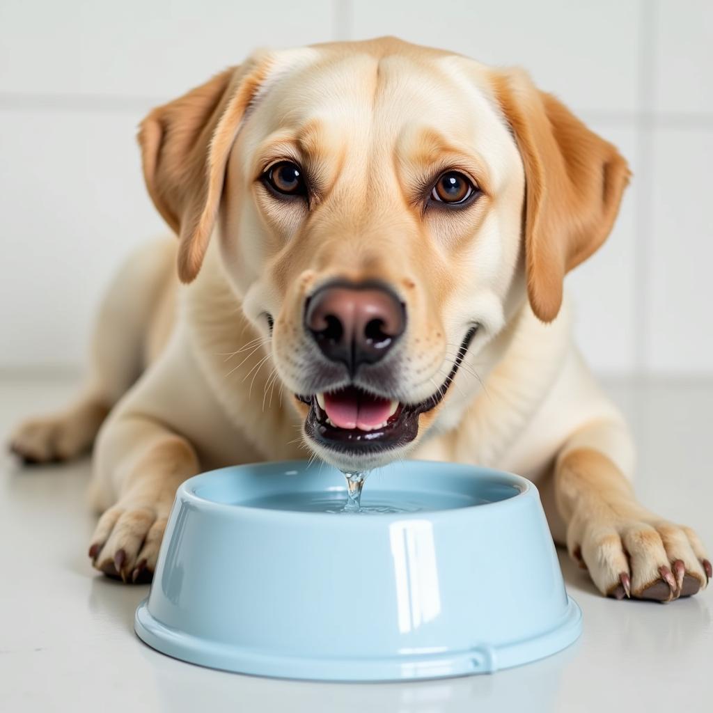 Dog Drinking Water From Bowl