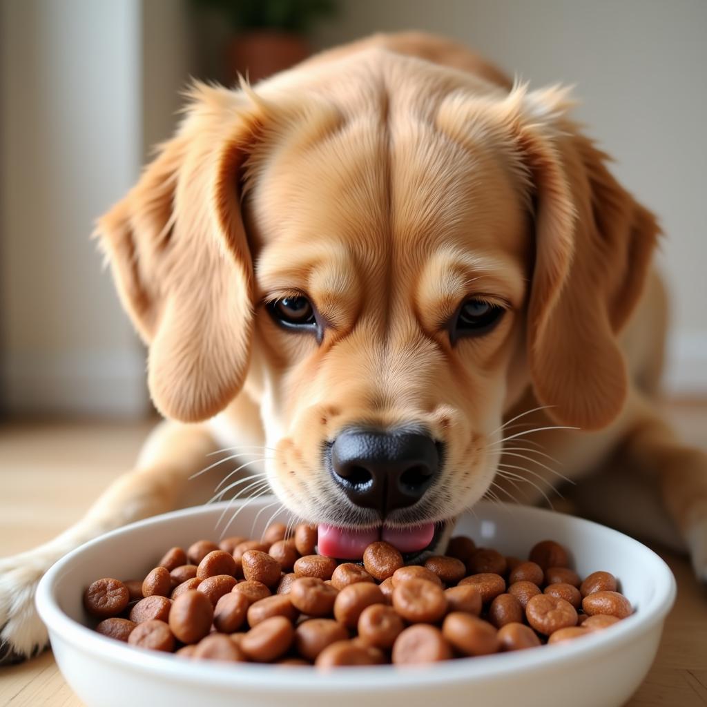 Dog Enjoying Canned Food