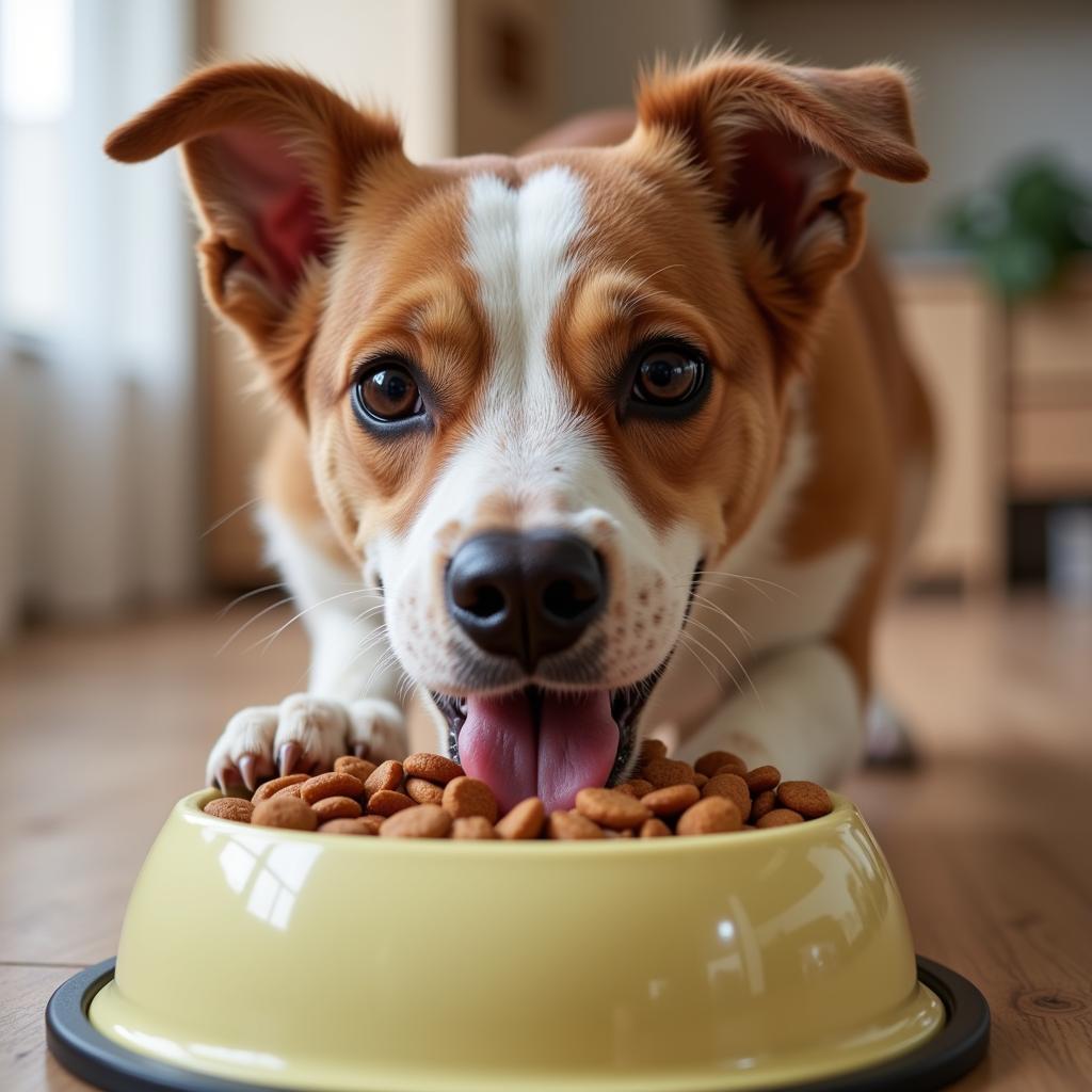 Happy Dog Enjoying Chub Food