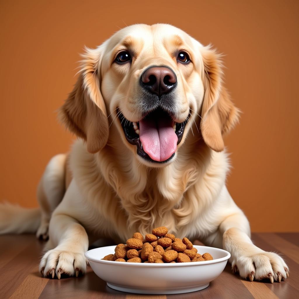 Dog Enjoying Exotic Food