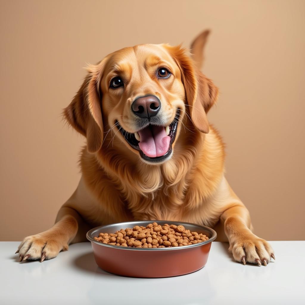 Dog Enjoying Fish-Based Meal