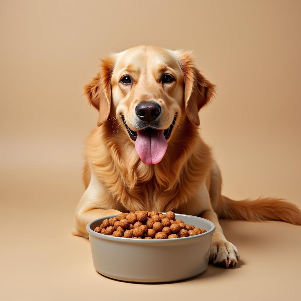 Happy Dog Enjoying Fresh Food