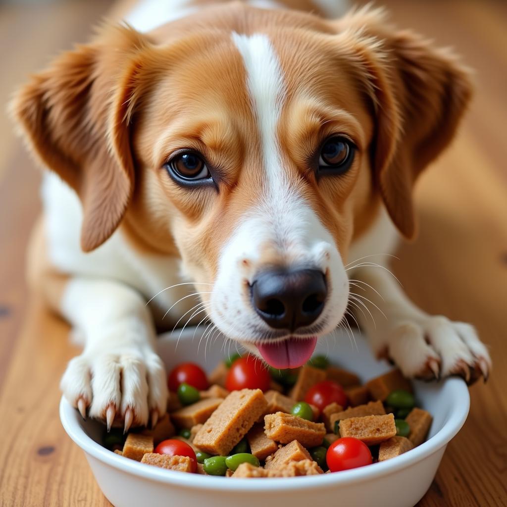 Dog Enjoying a Meal