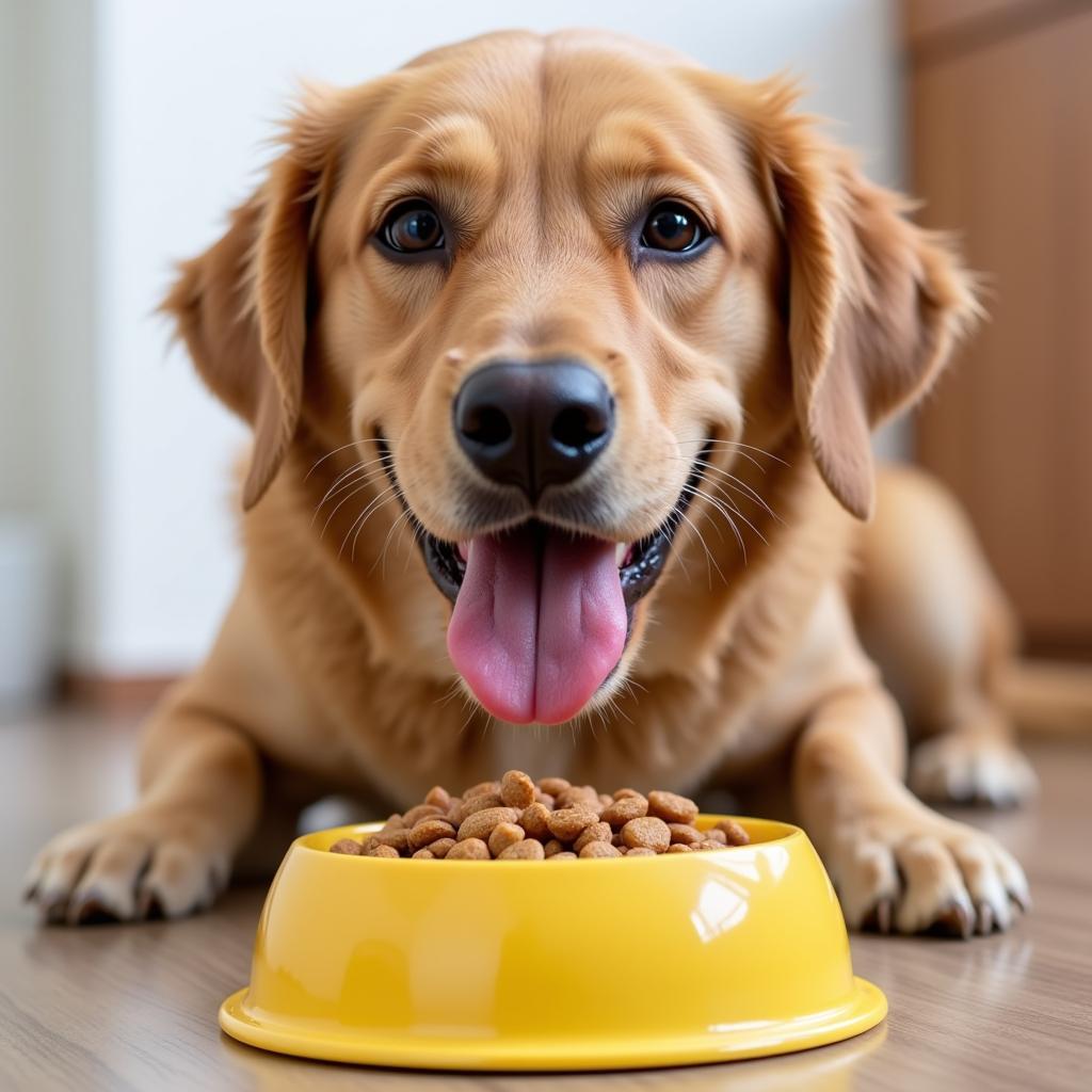 Dog Enjoying a Meal