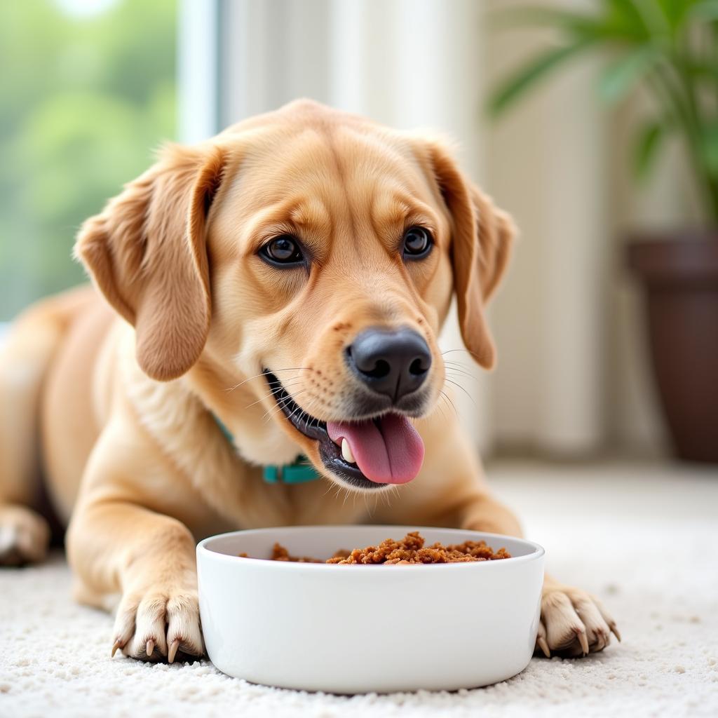 Dog Eating From Bowl