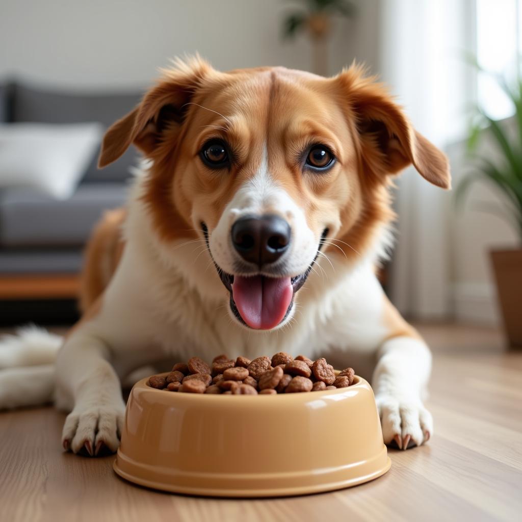 Dog Enjoying a Meal