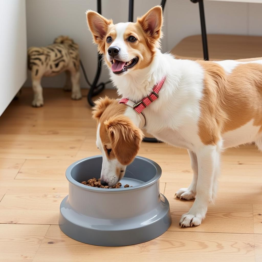 Dog Using a Slow Feeder Bowl