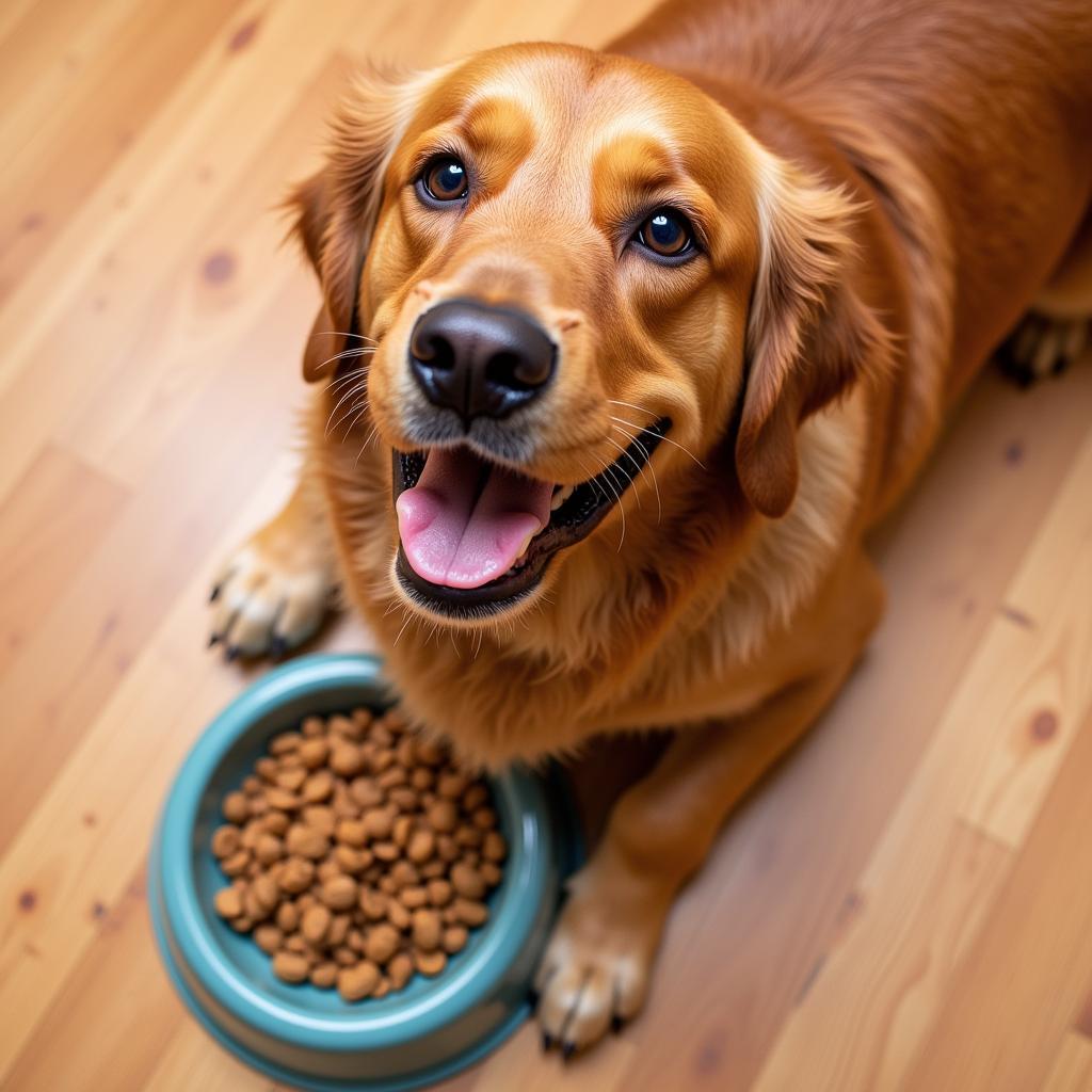 Happy Dog Enjoying Homemade Meal