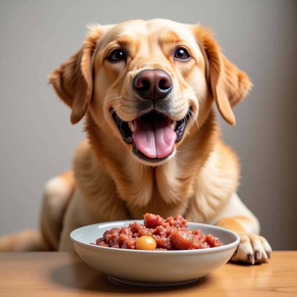 Dog Enjoying Organ Meat