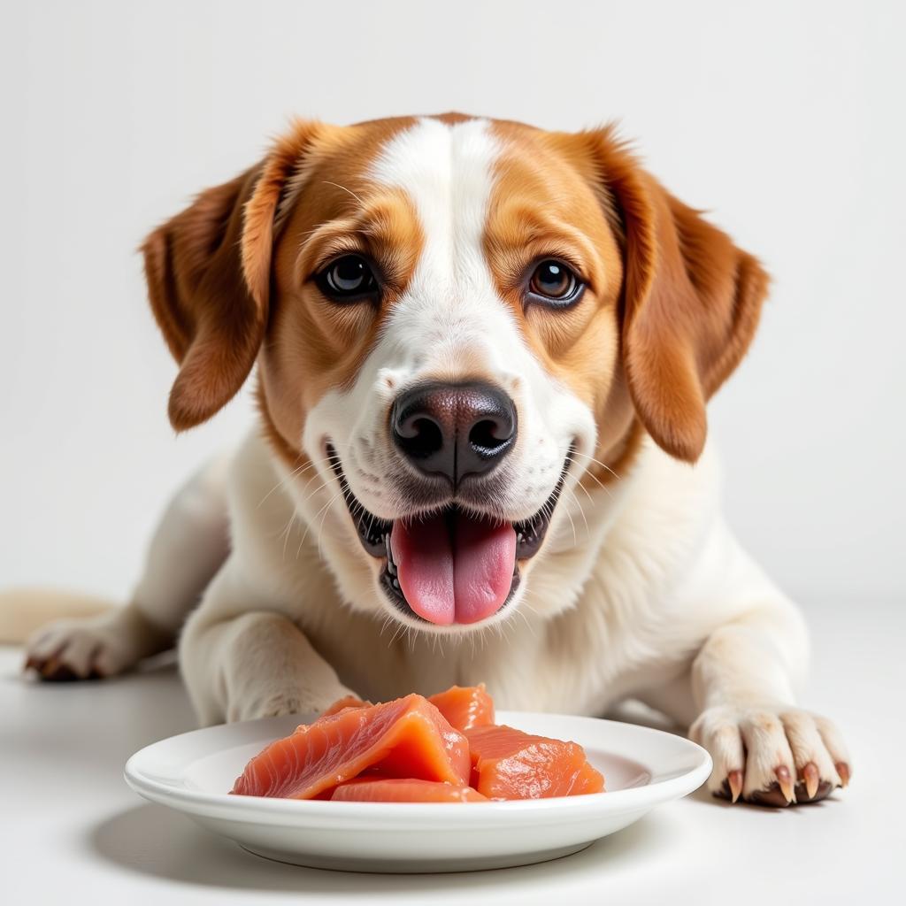 Dog Enjoying Raw Fish