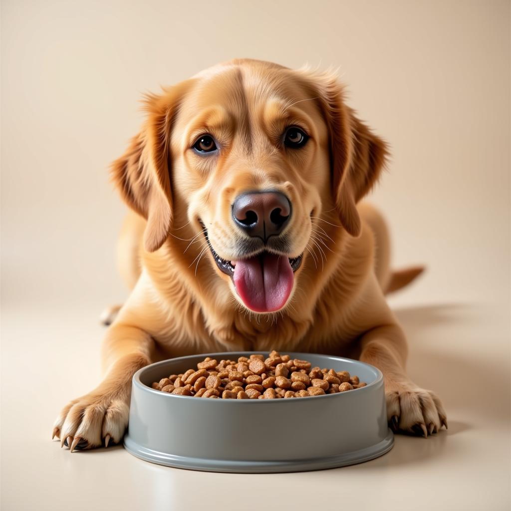 Dog Enjoying Beef and Rice Dog Food