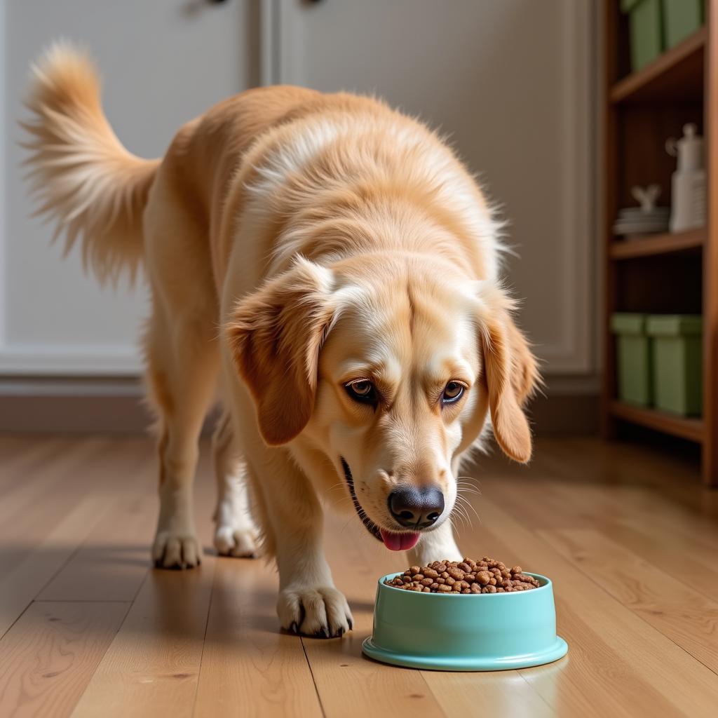 Happy Dog Eating Co-op Food