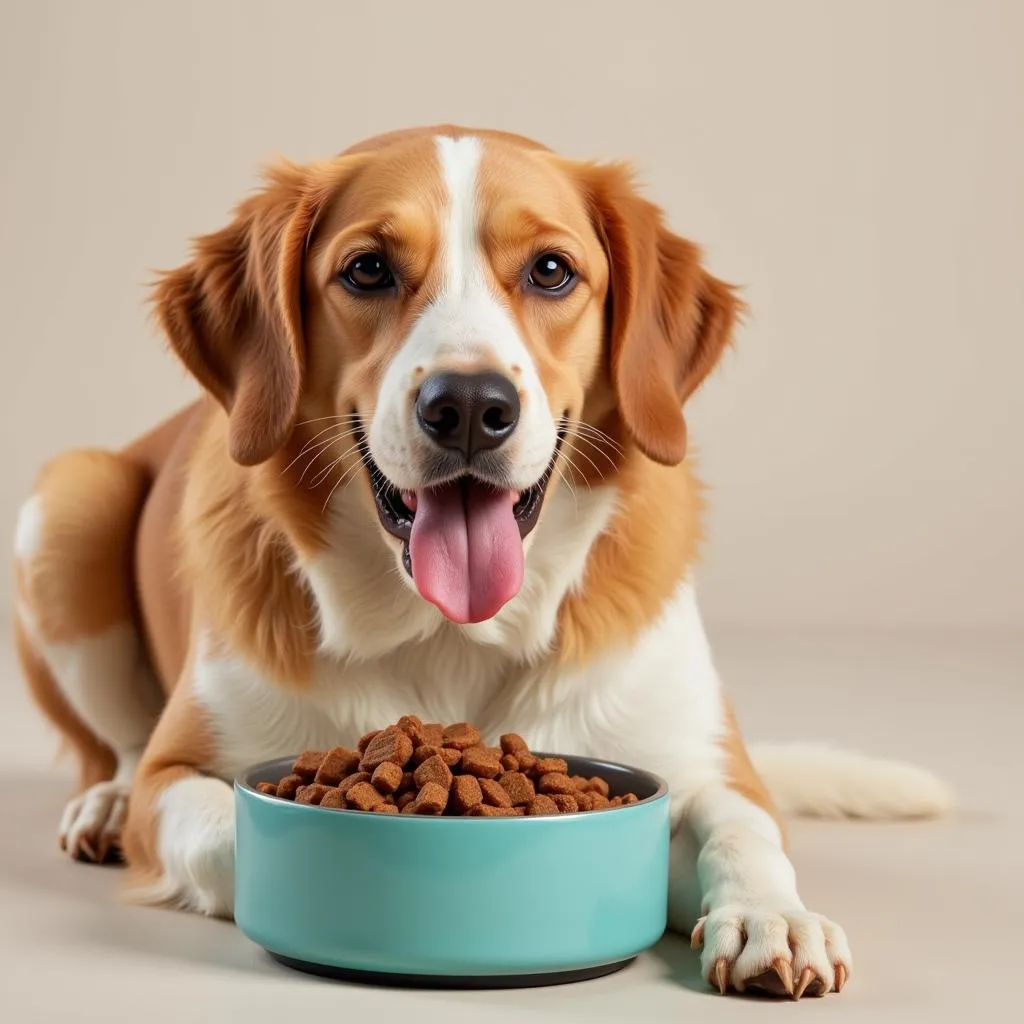 Happy Dog Eating Grain-Free Food