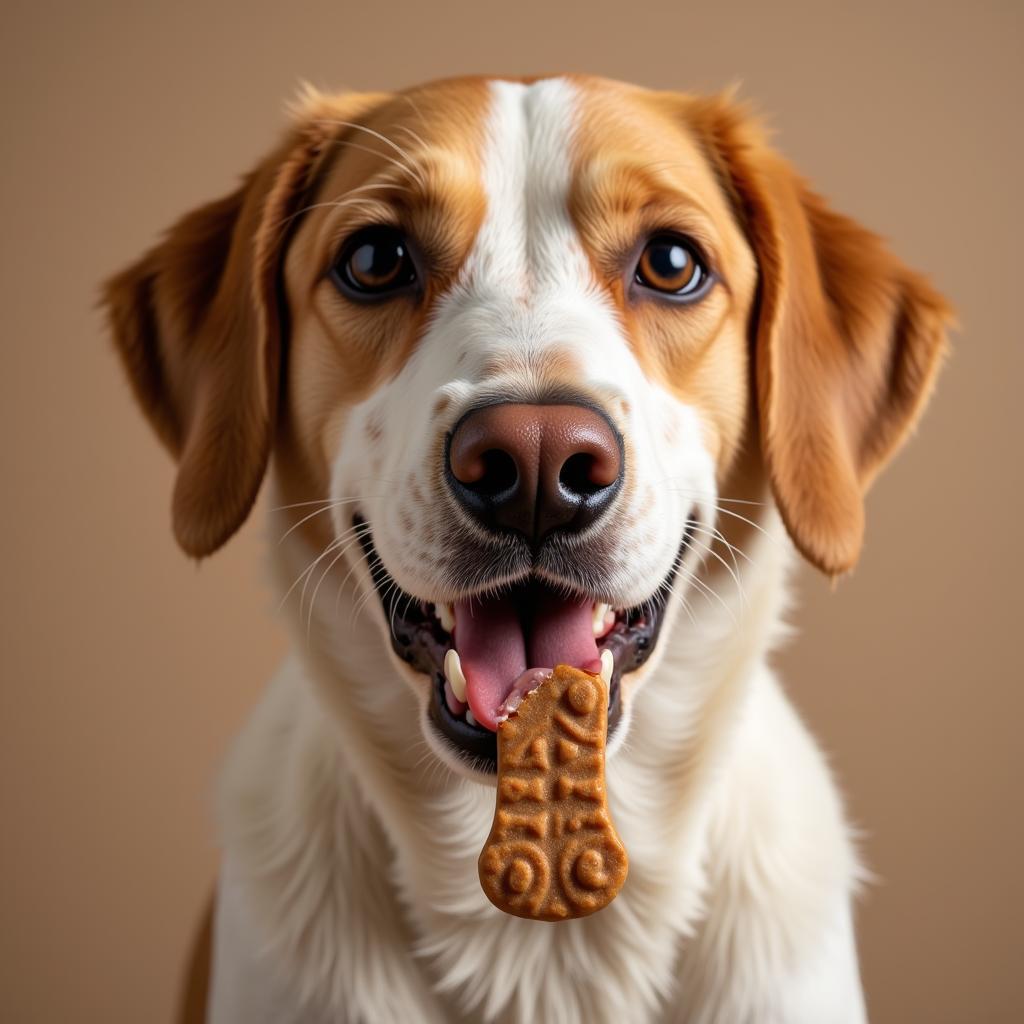 Dog Enjoying Hepatic Treat