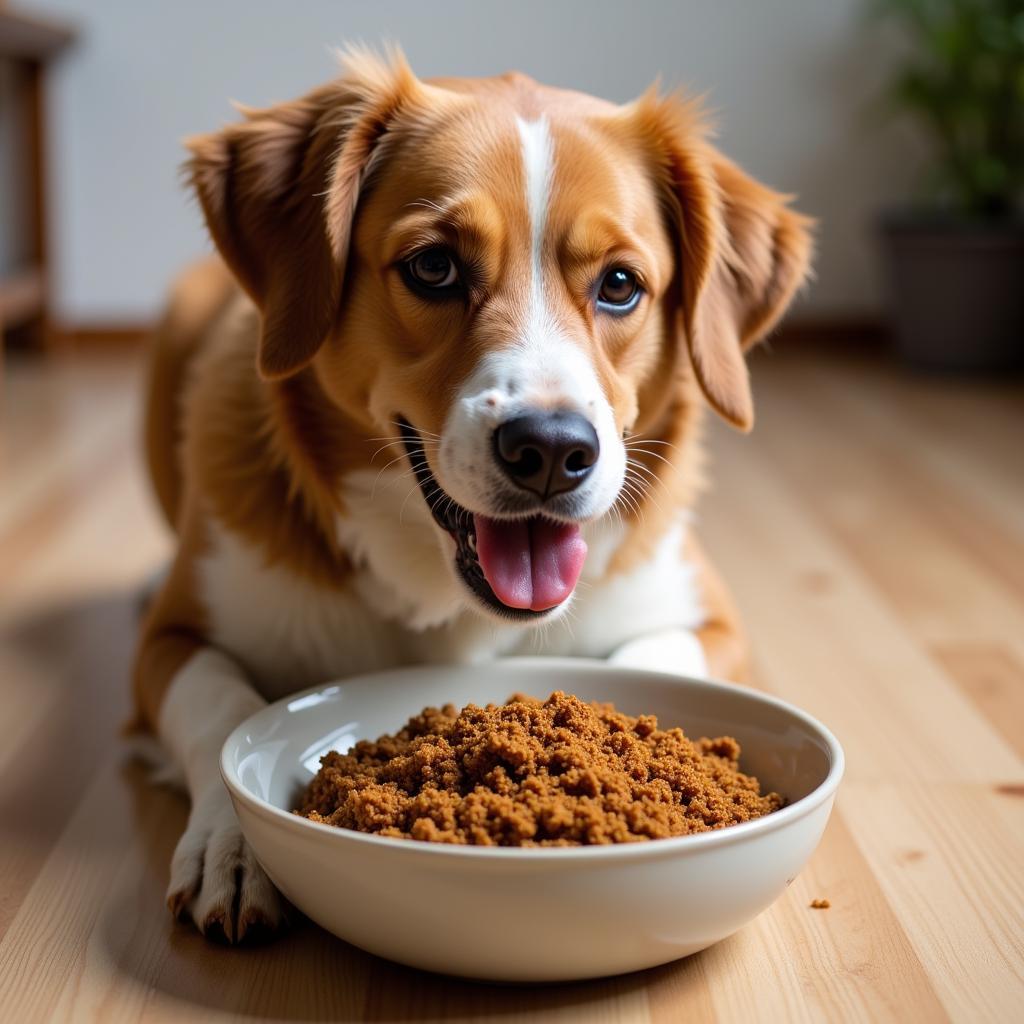 Happy Dog Eating Homemade Food