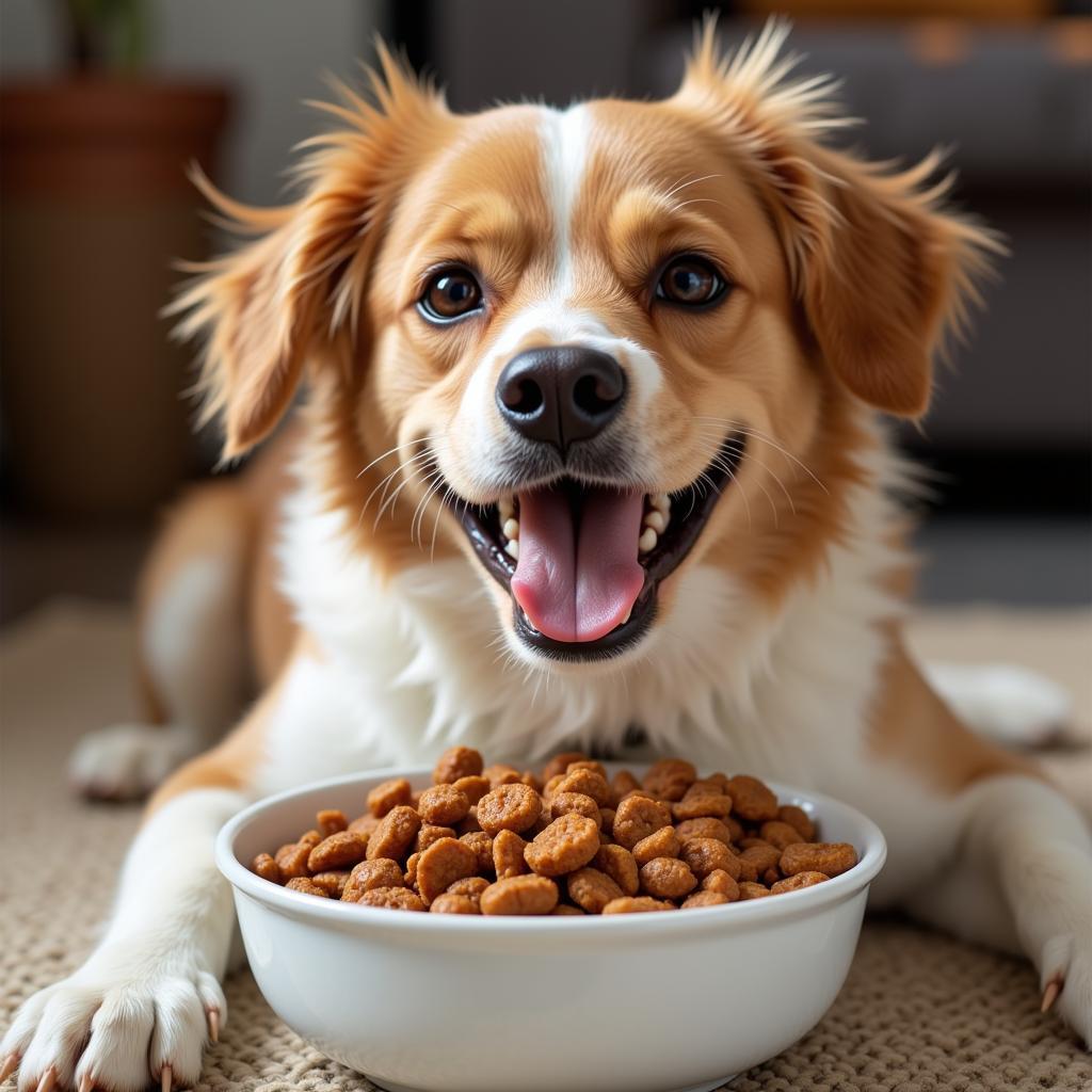 Happy Dog Enjoying Homemade Food