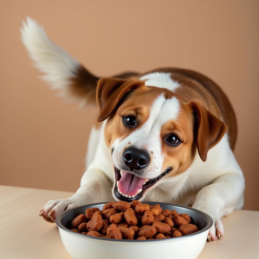 Happy Dog Eating Offal