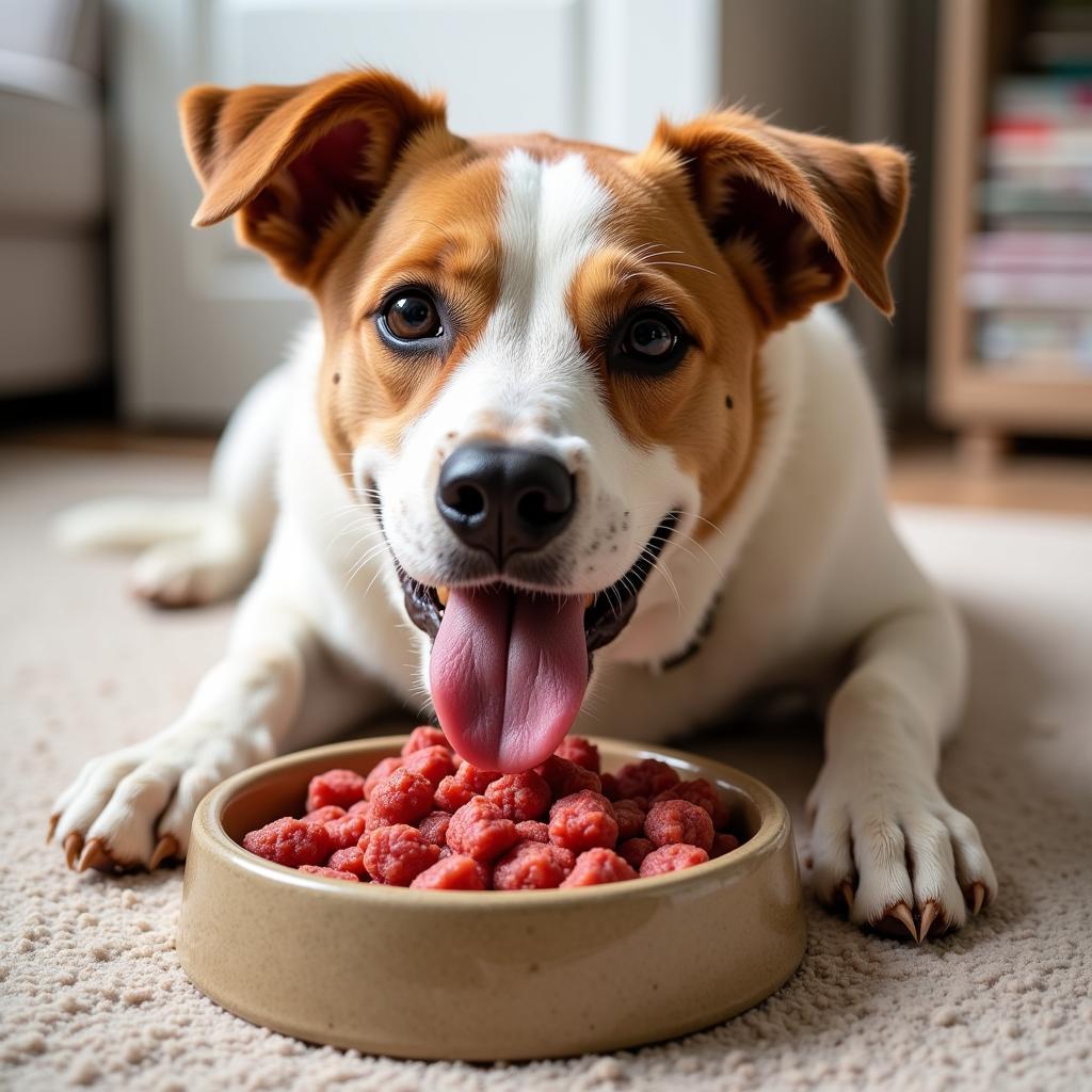 Dog Enjoying a Meal of Titan Raw Food