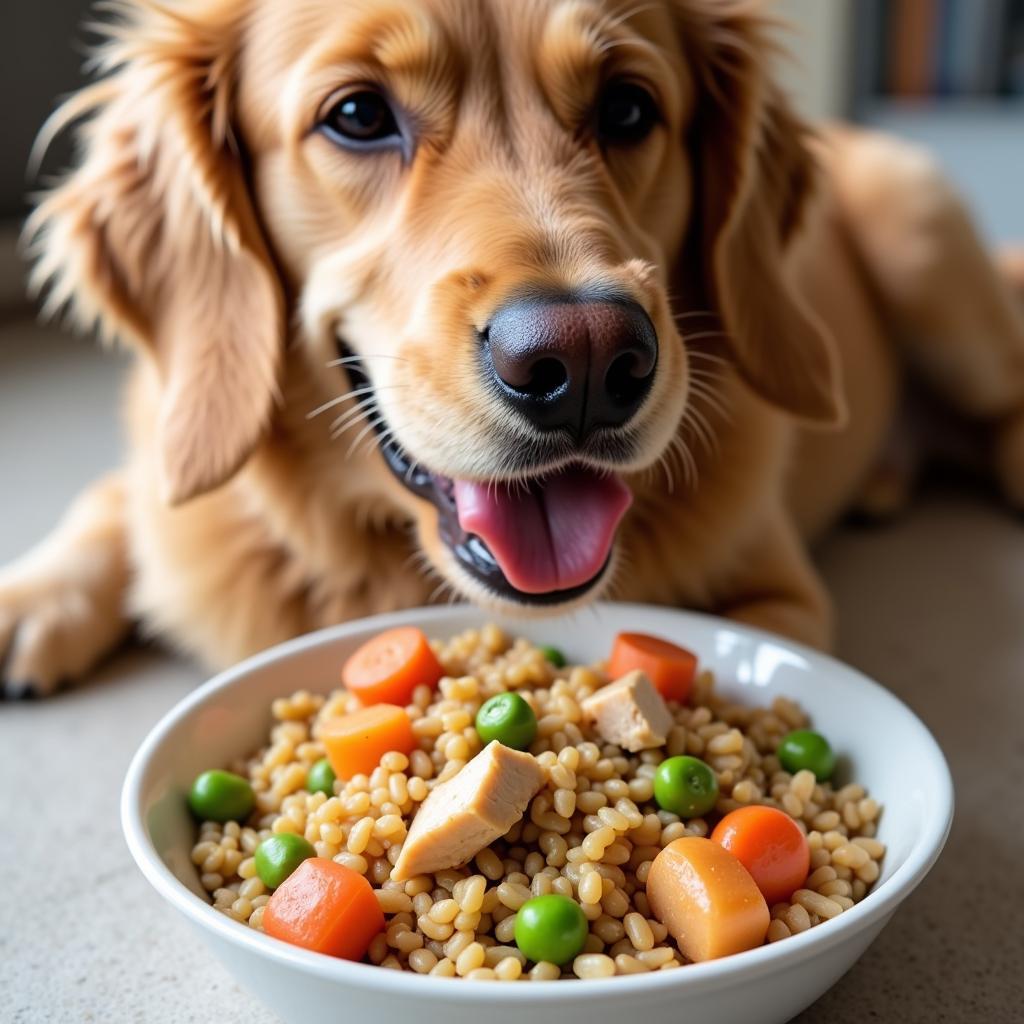 A Happy Dog Enjoying a Bowl of Fresh, Whole Food