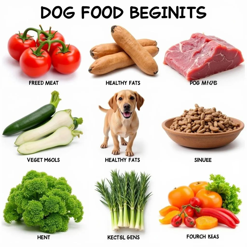 Close up of dog food ingredients