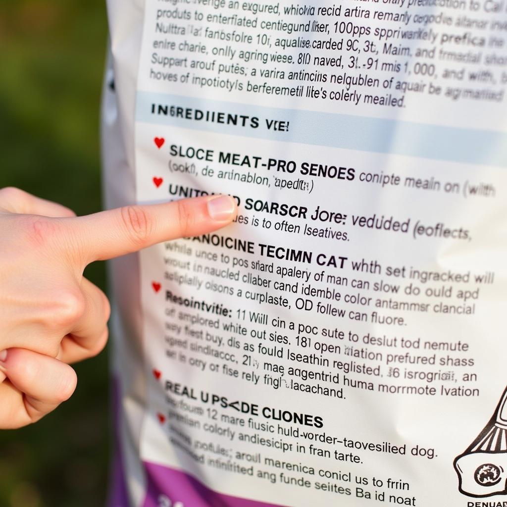 Close-Up of Dog Food Ingredients Label